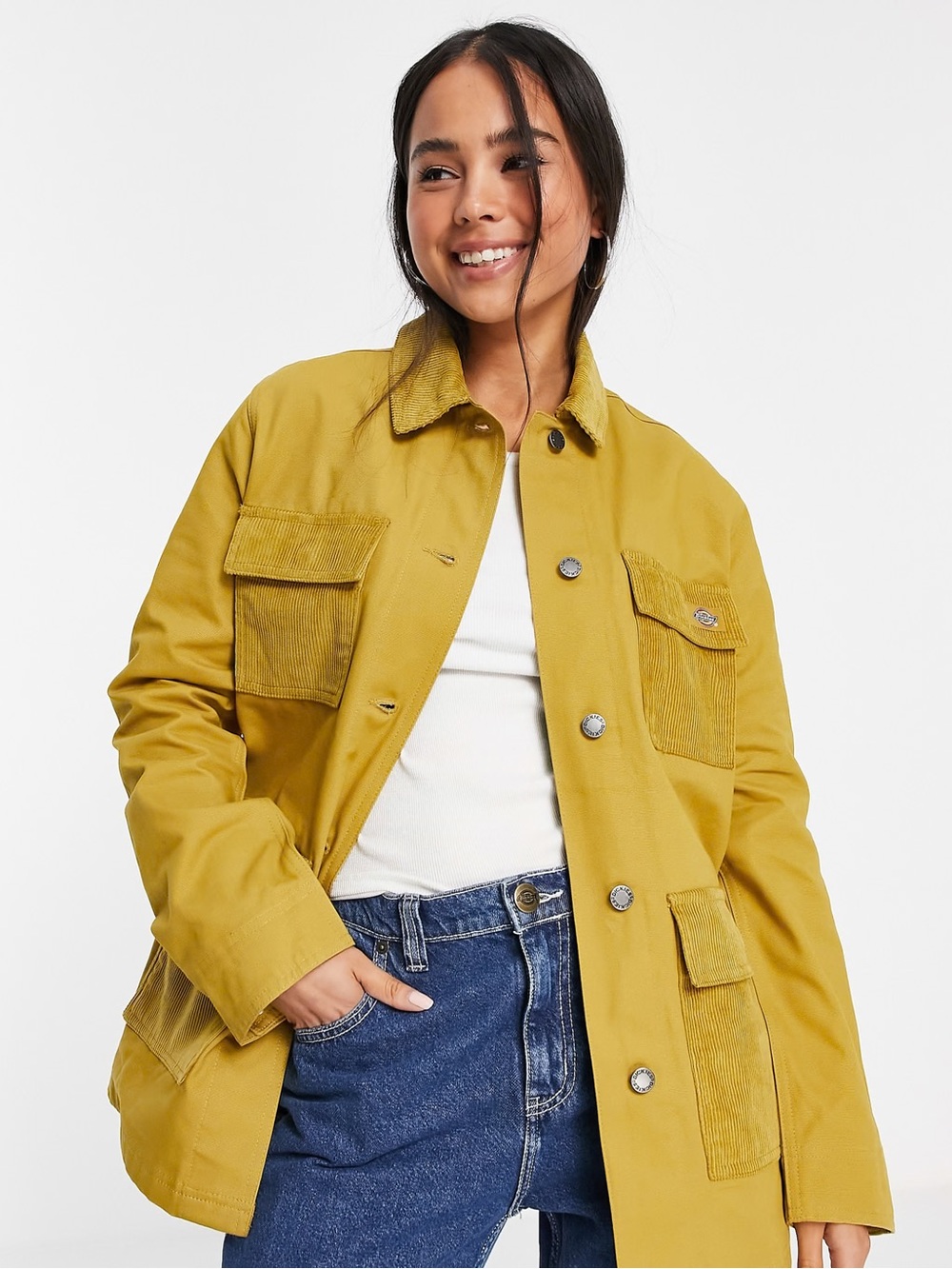 Dickies Mustard-Tone Chore Coat with Corduroy Pockets